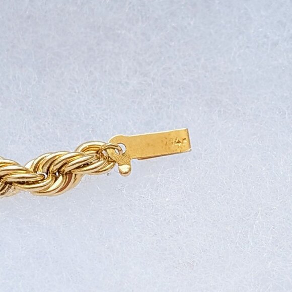 Vintage Designer Solid 14K Yellow Gold Twisted Rope Chain BRACELET - Picture 5 of 7